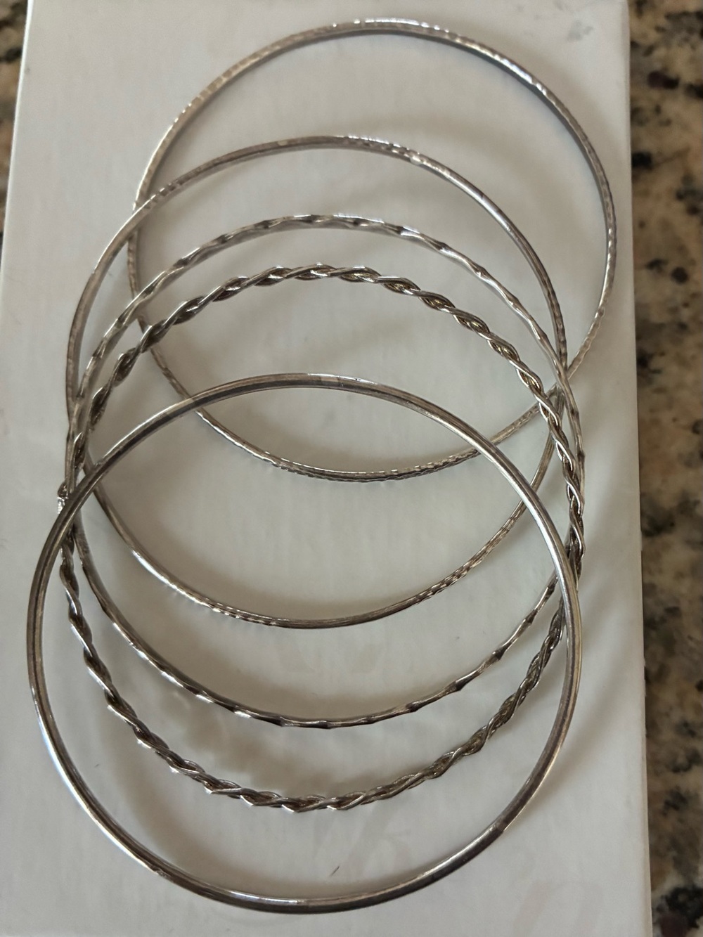 Women's sterling silver Twisted & Smooth Bangle Bracelet Set